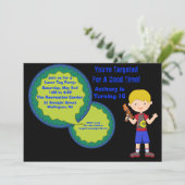 Jungen-Laser-Umbau-Geburtstags-Party Einladung (Stehend Vorderseite)