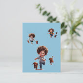 Jungen laufen mit Dackeln Postkarte (Stehend Vorderseite)