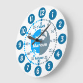 Jungen lernen, Zeit gedämpfter Blau genannter Große Wanduhr (Winkel)