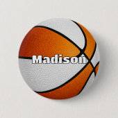 Jungen Mädchen Basketball Orange Mannschaftsfarben Button (Vorderseite)