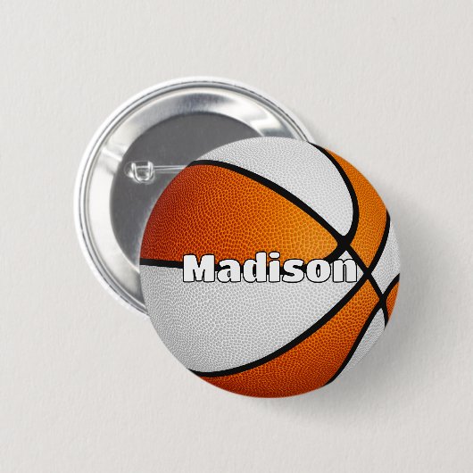 Jungen Mädchen Basketball Orange Mannschaftsfarben Button (Vorne & Hinten)