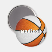 Jungen Mädchen Basketball Orange Mannschaftsfarben Magnet (Vorderseite/Rückseite)