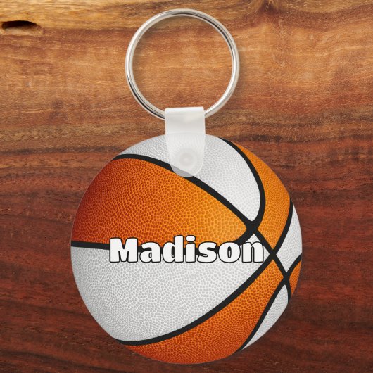Jungen Mädchen Basketball Orange Mannschaftsfarben Schlüsselanhänger (Vorderseite)