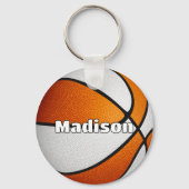 Jungen Mädchen Basketball Orange Mannschaftsfarben Schlüsselanhänger (Rückseite)