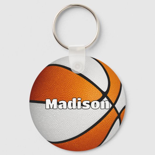 Jungen Mädchen Basketball Orange Mannschaftsfarben Schlüsselanhänger (Rückseite)