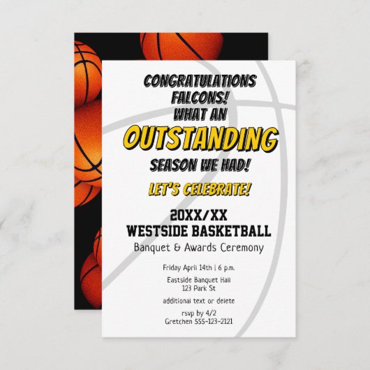 Jungen Mädchen beenden Basketballsaison Party Einladung (Vorne/Hinten)