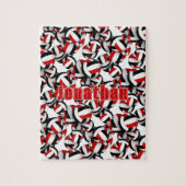 Jungen Mädchen benennen schwarze Volleyballmannsch Puzzle (Vertikal)