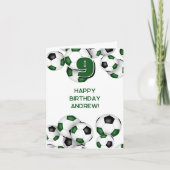 Jungen Mädchen Fußball-Spieler grün Geburtstag Karte (Vorderseite)