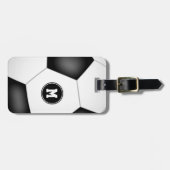 Jungen Mädchen mit Monogramm Fußballtasche Gepäckanhänger (Vorderseite horizontal)