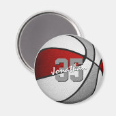Jungen Mädchen rot graue Basketballmannschaft Farb Magnet (Vorderseite/Rückseite)