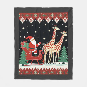 Jungen Mädchen Weihnachtsmann Reitende Giraffe Sch Fleecedecke
