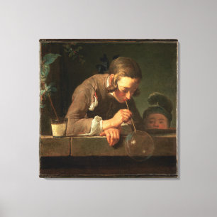 Jungen-Malerei der Blasen-32x32 Leinwanddruck