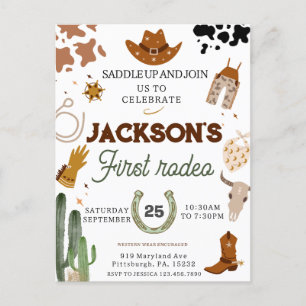 Jungen Mein erstes Rodeo Cowboy 1. Geburtstag Postkarte