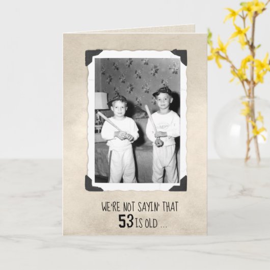 Jungen mit Baseballschlägern 53. Geburtstag Karte (Gelbe Blume)