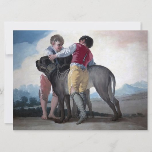 Jungen mit einem Mastiff Karte (Vorderseite)