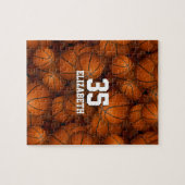 Jungen mit personalisiertem Basketballspiel Puzzle (Horizontal)