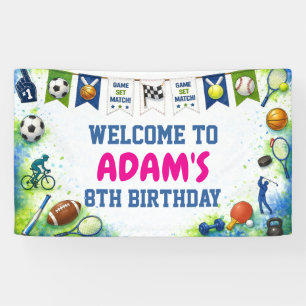 Jungen Modern Blau Sport Geburtstagsbanner Banner