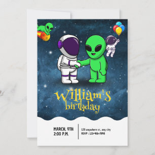 Jungen Moderne Astronauten- und Außerirdischen-Kin Einladung