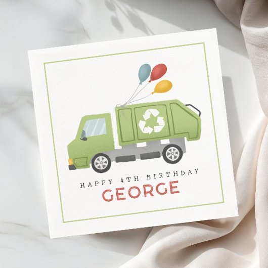 Jungen Moderne Grüne Müll Müllwagen Geburtstag Serviette
