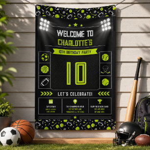 Jungen Moderne schwarze Sportarten Kinder 10. Gebu Banner