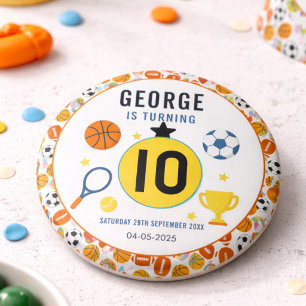 Jungen Moderne Sport Geburtstagsfeier   Spieltag T Button