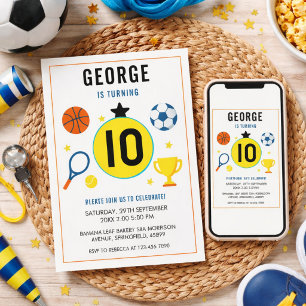 Jungen Moderne Sportarten Kindergeburtstag Spiel Einladung