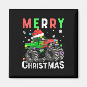 Jungen Monster Truck Frohe Weihnachten Santa Hut K Magnet