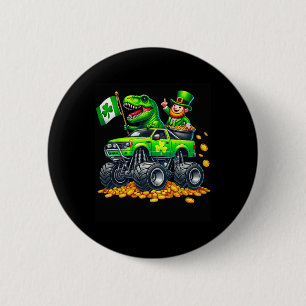 Jungen Monster Truck T-Rex Leprechaun St. Patrick' Button