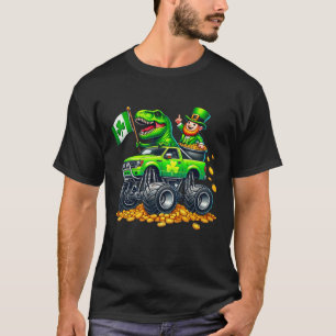 Jungen Monster Truck T-Rex Leprechaun St Patricks  T-Shirt