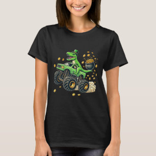 Jungen Monster Truck T-Rex St. Patrick's Day Dinos T-Shirt