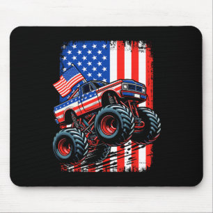 Jungen Monster Truck Usa Flagge Monstertruck 4. Ju Mousepad