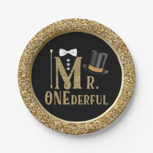 Jungen Mr ONEderful First Birthday Papier-Teller Pappteller
