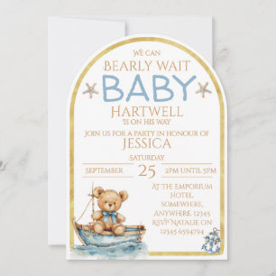 Jungen Nautical Bear In Einem Boot Baby Shower Ein Einladung