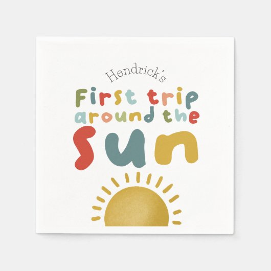 Jungen Niedlich 1. Reise um den Sonnensommer zum G Serviette (Vorderseite)