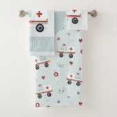 Jungen Niedlich Blue Paramedic Ambulance Pattern K Badhandtuch Set (Insitu)