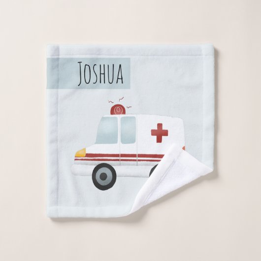 Jungen Niedlich Blue Paramedic Ambulance Pattern K Badhandtuch Set (Waschlappen)