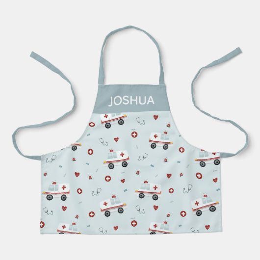 Jungen Niedlich Blue Paramedic Ambulance Pattern K Schürze (Vorderseite)