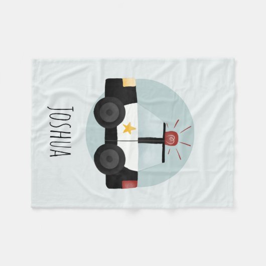 Jungen Niedlich Blue Police Car Cartoon Kinder Fleecedecke (Vorderseite (Horizontal))