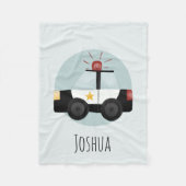 Jungen Niedlich Blue Police Car Cartoon Kinder Fleecedecke (Vorderseite)