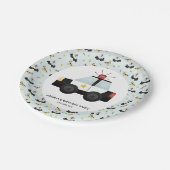 Jungen Niedlich Blue Police Car Kleinkind Happy Ge Pappteller (Schrägansicht)