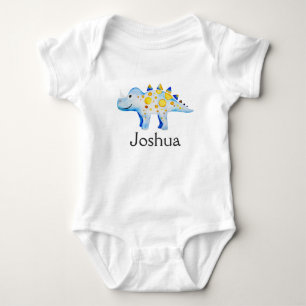 Jungen Niedlich Blue Watercolor Dinosaurier und Na Baby Strampler
