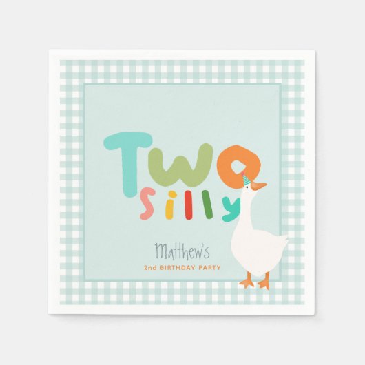 Jungen Niedlich Blue Zwei Alberne Gans Zweite Gebu Serviette (Vorderseite)