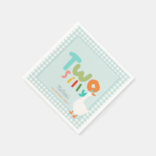 Jungen Niedlich Blue Zwei Alberne Gans Zweite Gebu Serviette (Ecke)