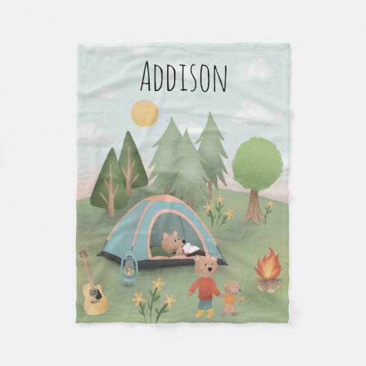 Jungen Niedlich Campfire Blauwald Bär Kinder Campi Fleecedecke (Vorderseite)