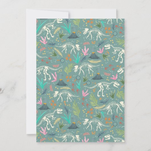 Jungen Niedlich Dinosaur Dig Fossil Kinder 6. Gebu Einladung (Rückseite)