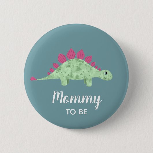Jungen Niedlich Dinosaurier Mommy zu Baby Dusche Button (Vorderseite)