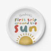 Jungen Niedlich erste Reise um die Sonne 1. Geburt Pappteller (Vorderseite)