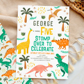 Jungen Niedlich Jungle Dinosaurier Kinder 5. Gebur Einladung