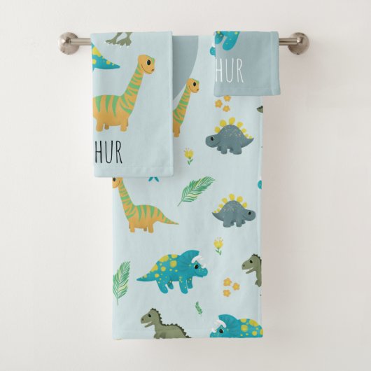Jungen Niedlich moderne Blue Dinosaur Muster Kinde Badhandtuch Set (Insitu)
