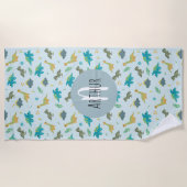 Jungen Niedlich moderne Blue Dinosaur Muster Kinde Strandtuch (Vorderseite)